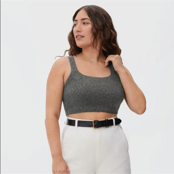 Everlane NWT The Cozy Stretch Tank Academia Wool Blend Crop Top Grey Size Medium - Picture 1 of 9
